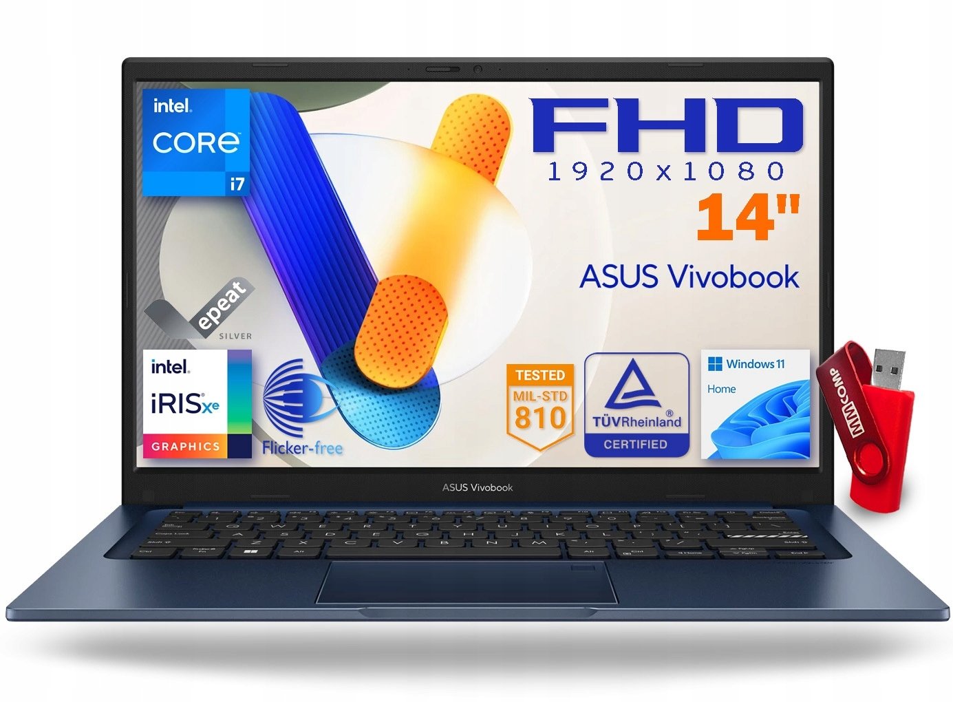 Laptop ASUS Vivobook X1404VA Core i7 16GB 1TB SSD 14" FHD IPS UNIWERSALNY