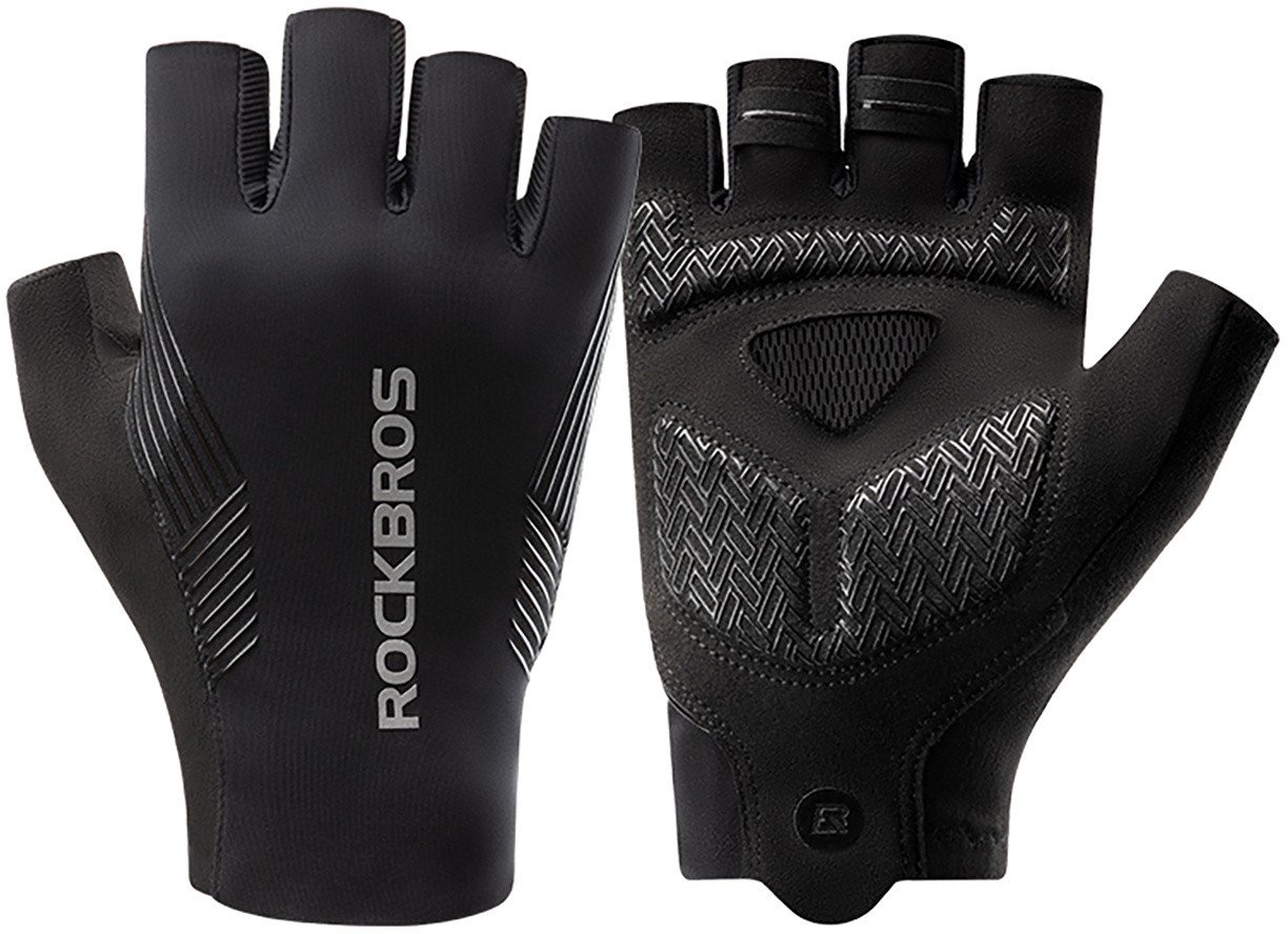 Rękawiczki rowerowe Rockbros wiosna/lato/jesień, krótkie palce, rozmiar: M - czarne