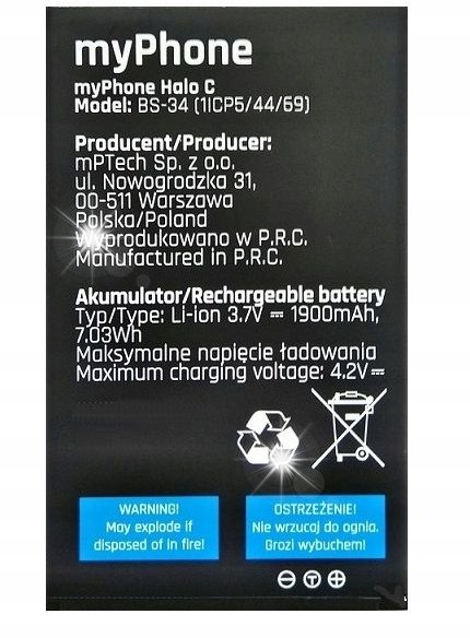 Bateria myPhone Bateria MyPhone BS-34 HALO C 1900mAh