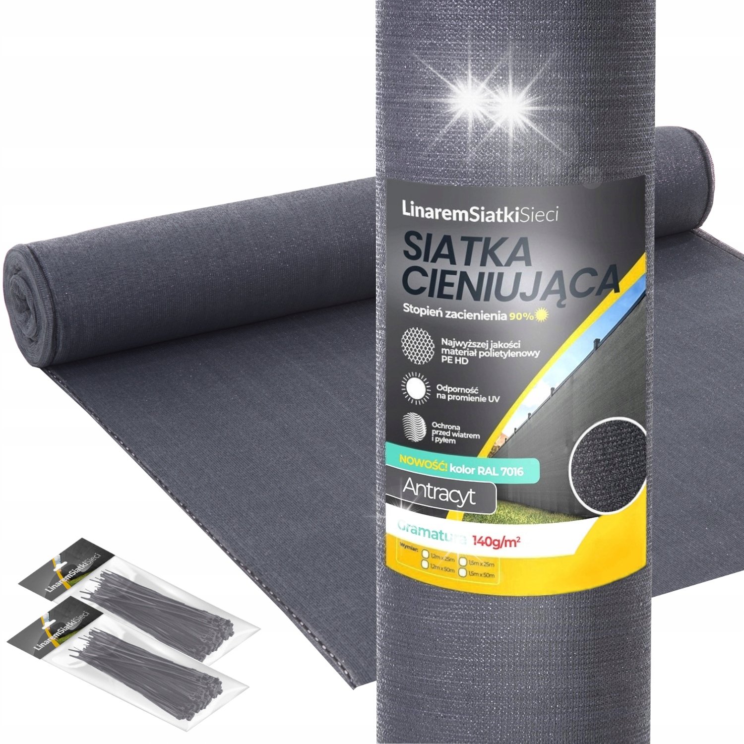 Cavatorta SIATKA CIENIUJĄCA 1x50m MASKUJĄCA 90% OSŁONA MATA NA OGRODZENIE PŁOT +UV