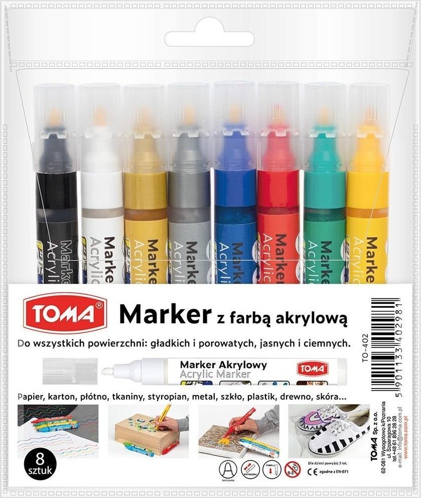 Polskie Towarzystwo Tomasza z Akwinu Marker akrylowy okrągła końcówka 2,5mm 8kol