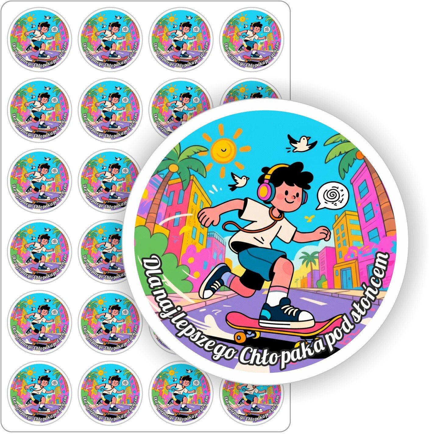 Stabilus Naklejki etykiety etykietki nalepki DZIEŃ CHŁOPAKA szkoły przedszkola prezent upominek 24szt. 5cm (E-CHL_11_C5)