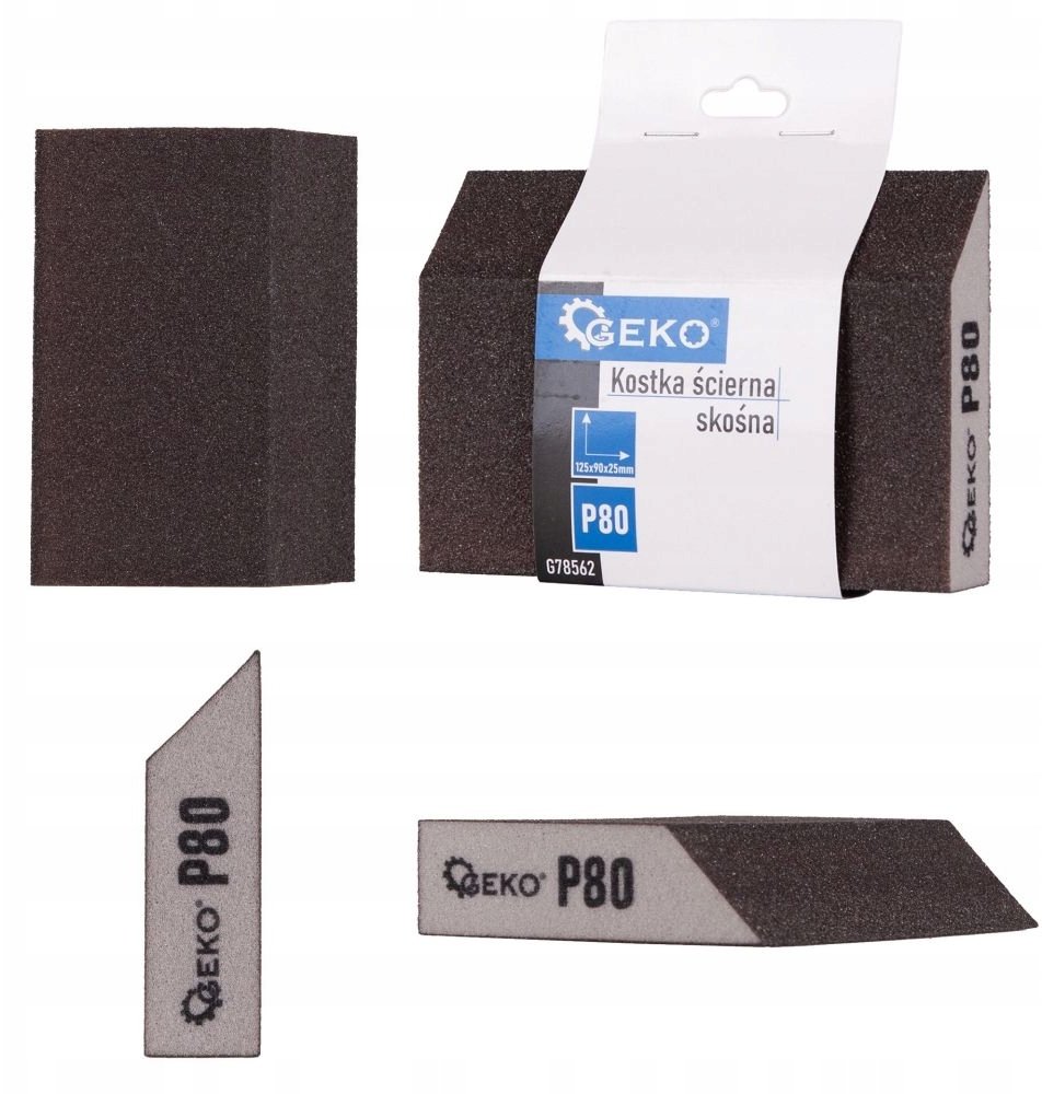 Geko Kostka ścierna skośna 125x90x25mm P80 (250)