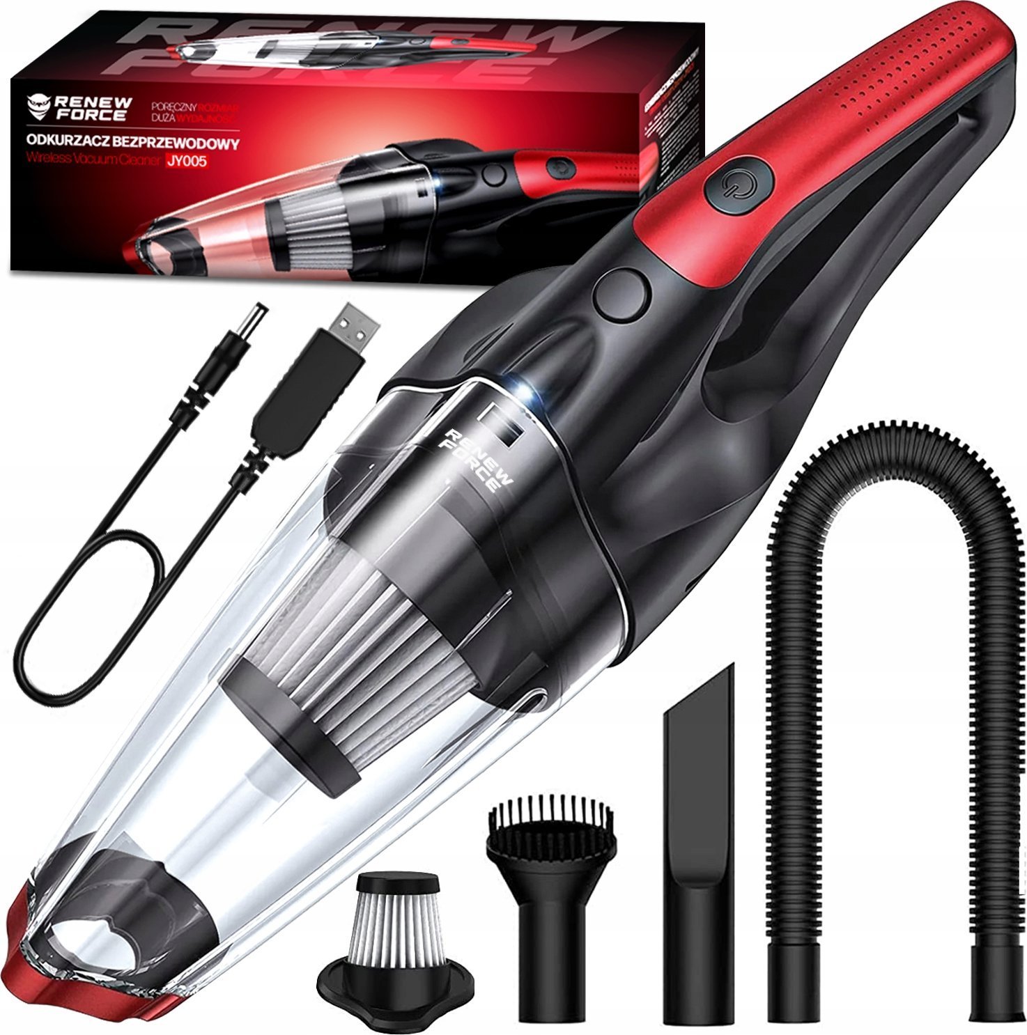 ODKURZACZ BEZPRZEWODOWY CZERWONY JY005