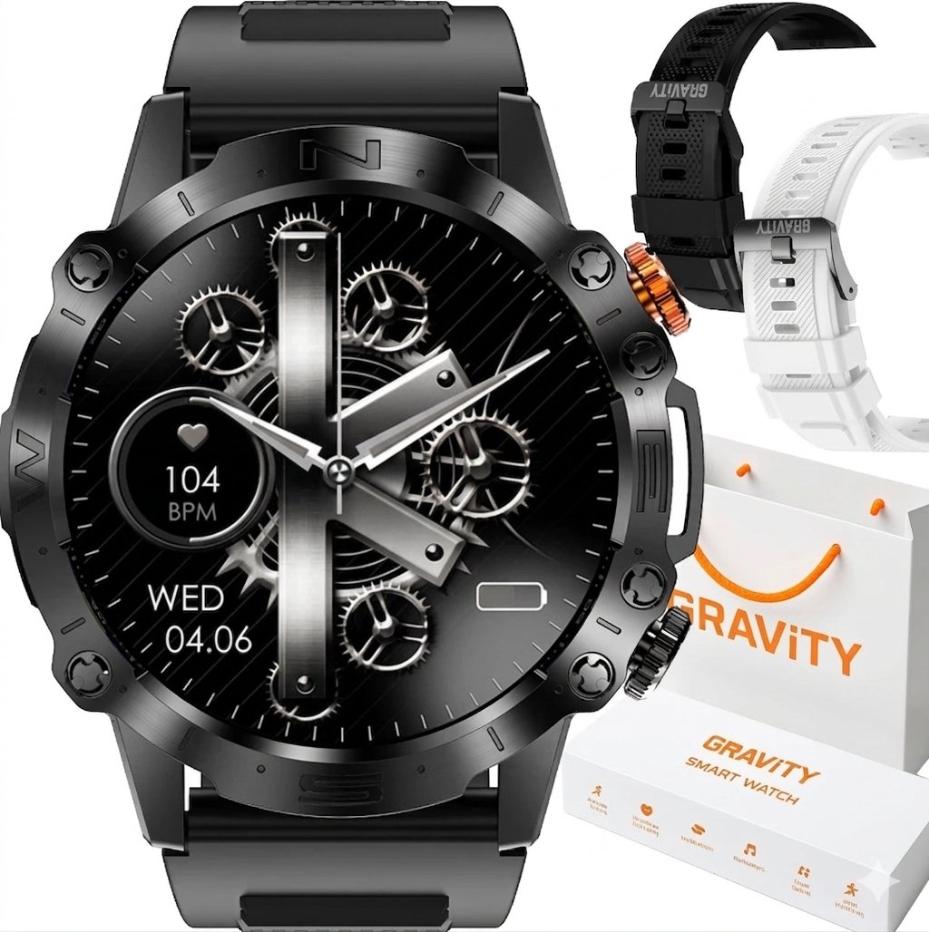 Smartwatch Gravity Zegarek męski Smartwatch T20-black/white (GT20-8)