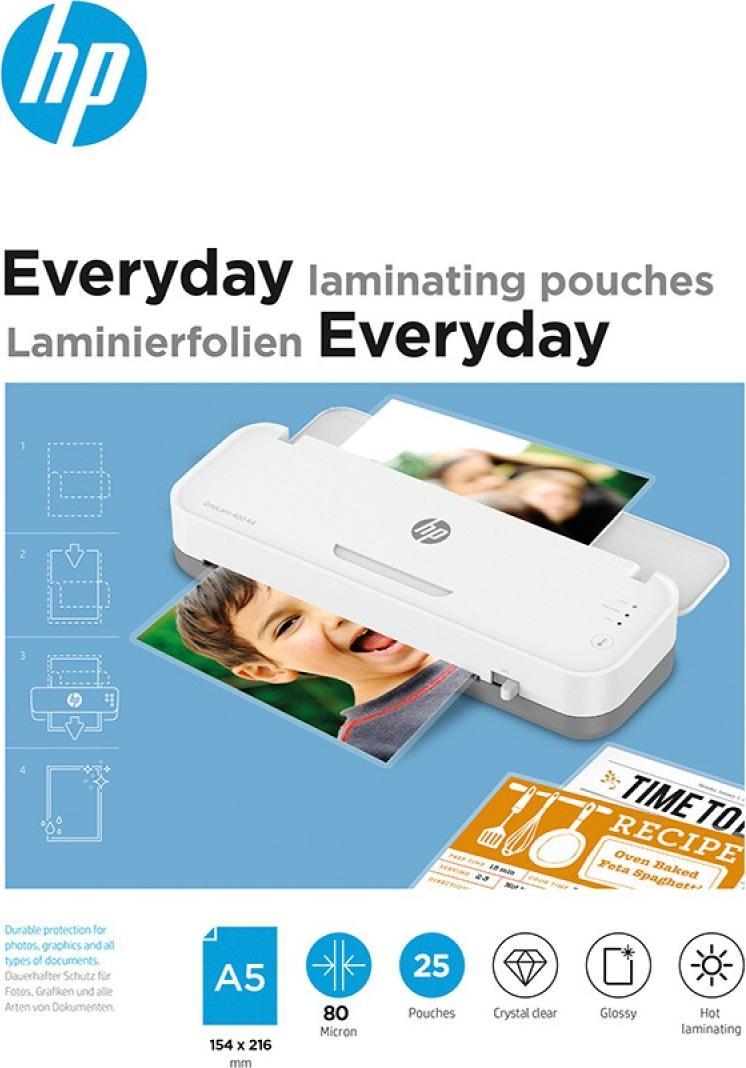 HP Folie laminacyjne HP EVERYDAY, A5, 80 mic, 25 szt., przezroczyste/połysk