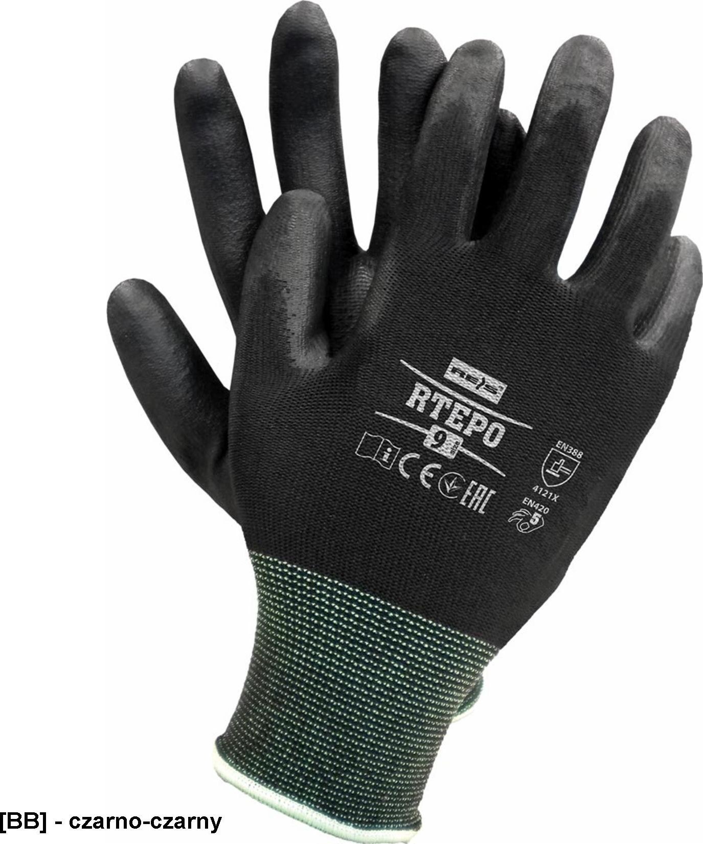 R.E.I.S. RTEPO - rękawice ochronne - czarno-czarny 9