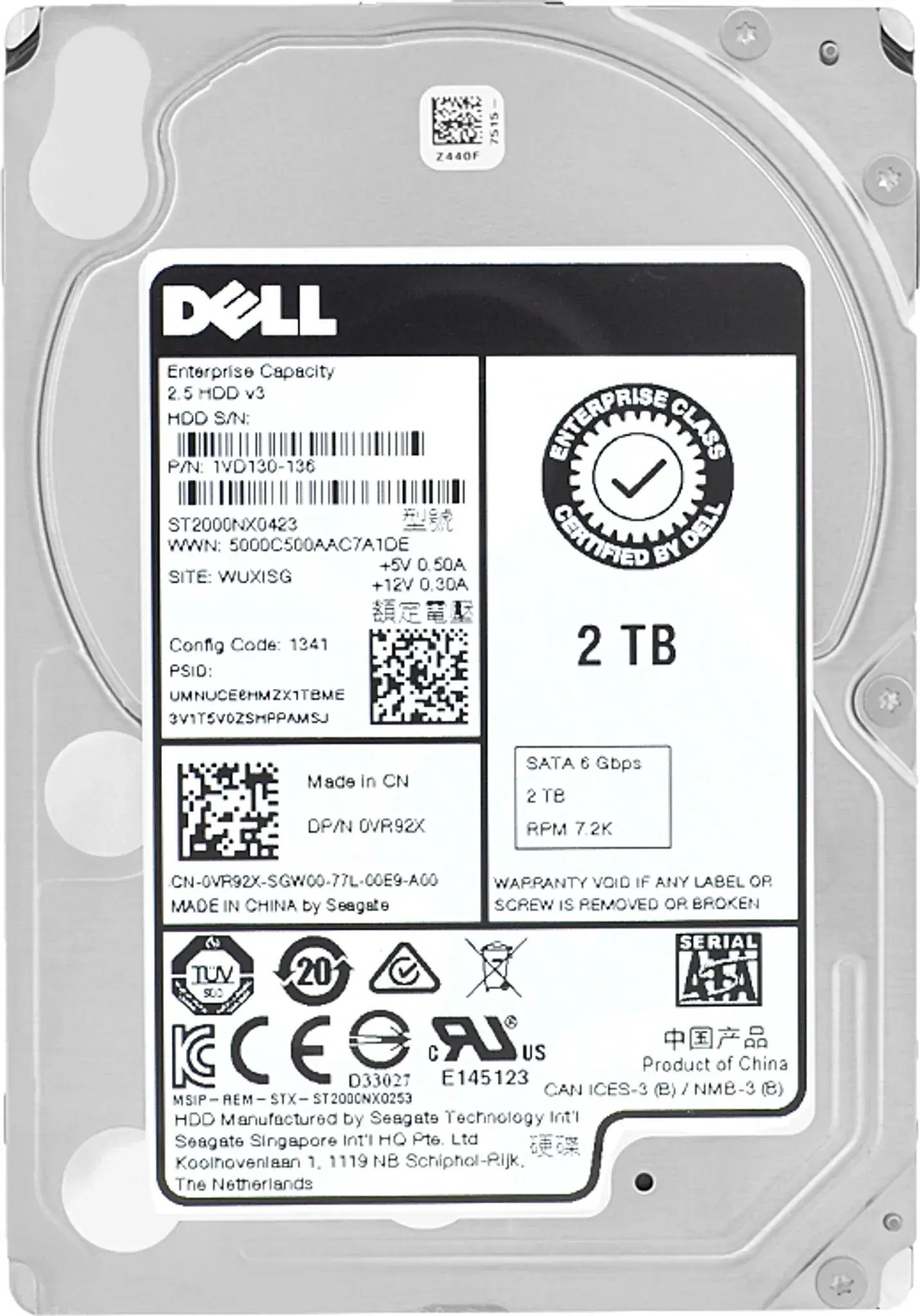 Dysk Dell VR92X dysk twardy 2 TB 7200 RPM 2.5" Serial ATA III