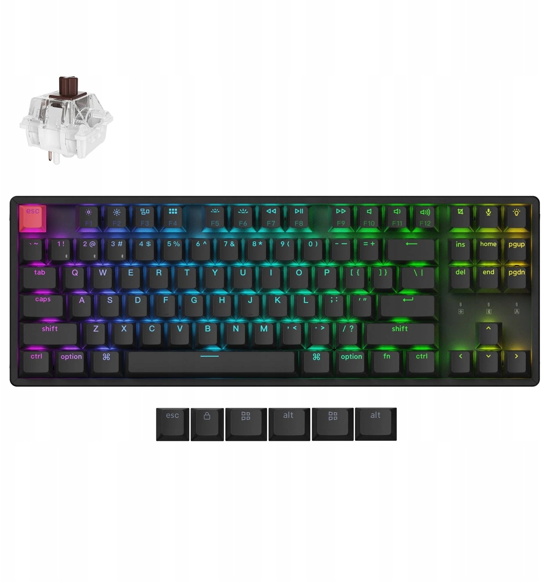 Keychron K8 QMK Wireless Mechanical Keyboard (Version 2) RGB Backlight Aluminum Frame / Keychron Super Switch (Hot-Swappable） / Brown