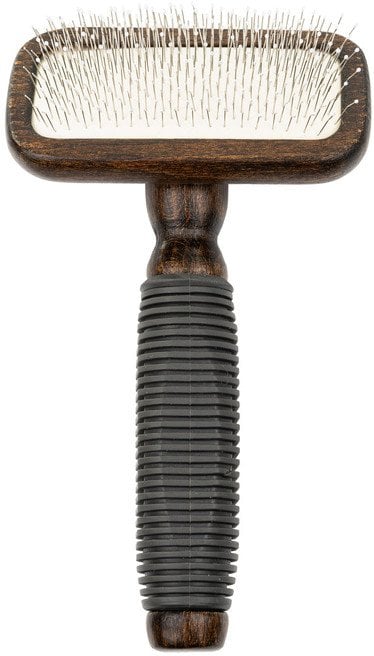 Ekskluzywna szczotka pudl�wka prostok�tna, dla zwierz�t, drewno bukowe, stal, tworzywo TPR, wym. 9,4x16,3cm