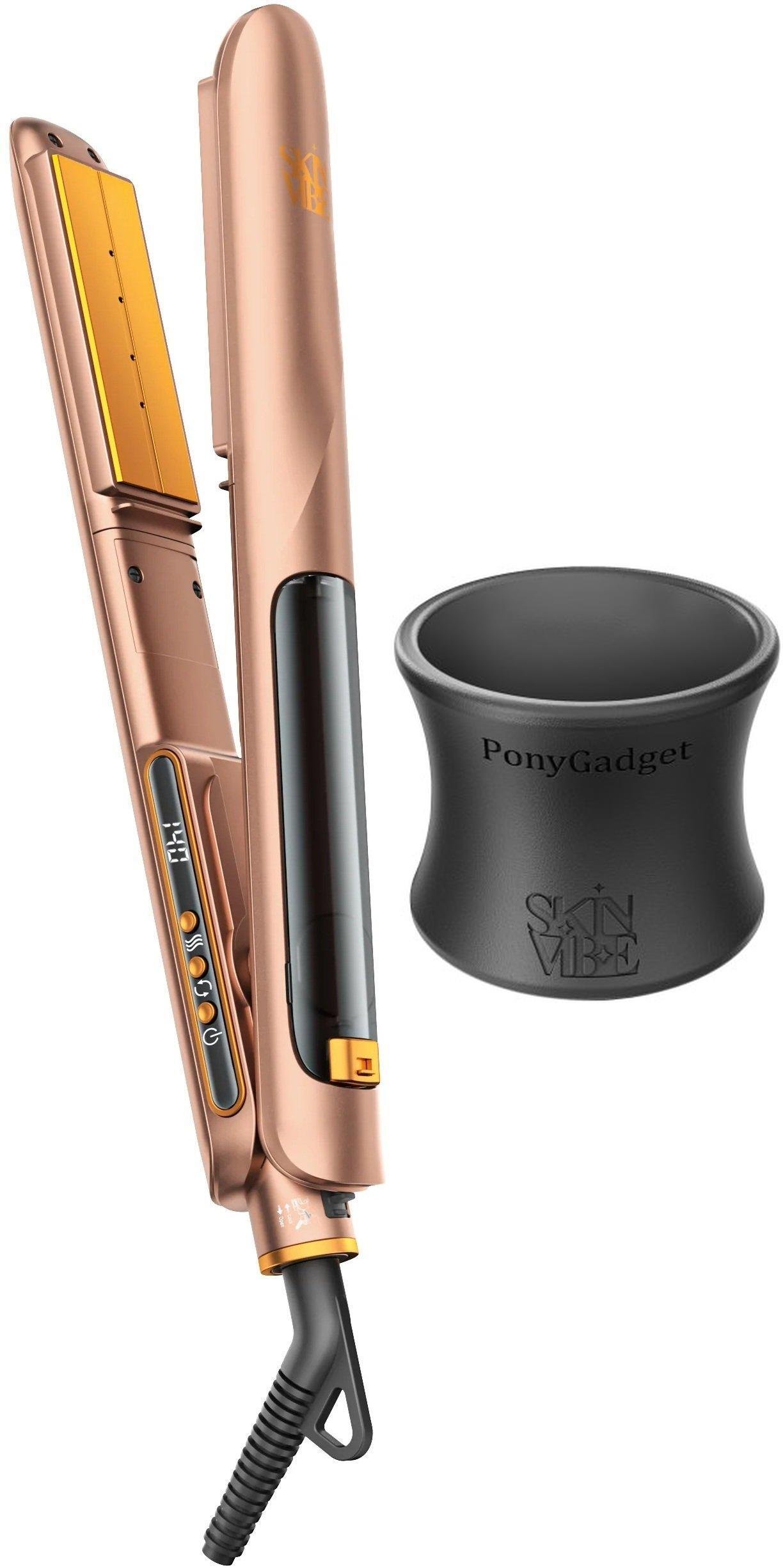 Prostownica SkinVibe SkinVibe Astra SteamPlasma Mocha Mousse + SkinVibe PonyGadget - Guma do włosów, czarna (SV-004BK)