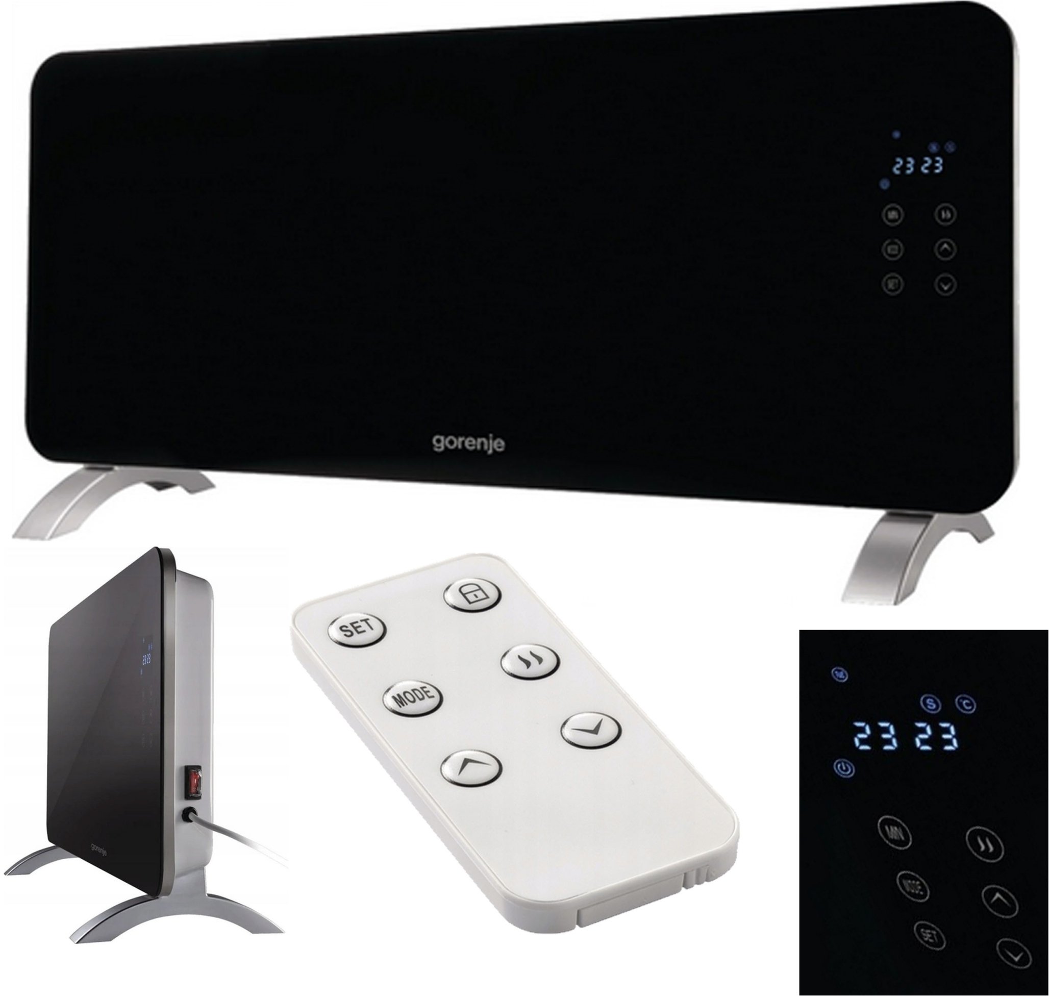 Grzejnik Gorenje Gorenje 2000GTPT OPTIHEAT Convector Heater 2000 W Suitable for rooms up to 20 m Black/Stainless Steel