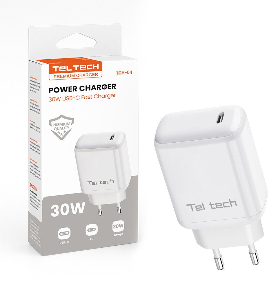 Ładowarka Teltech Teltech Ładowarka sieciowa TYP-C 30W biały TCH-04