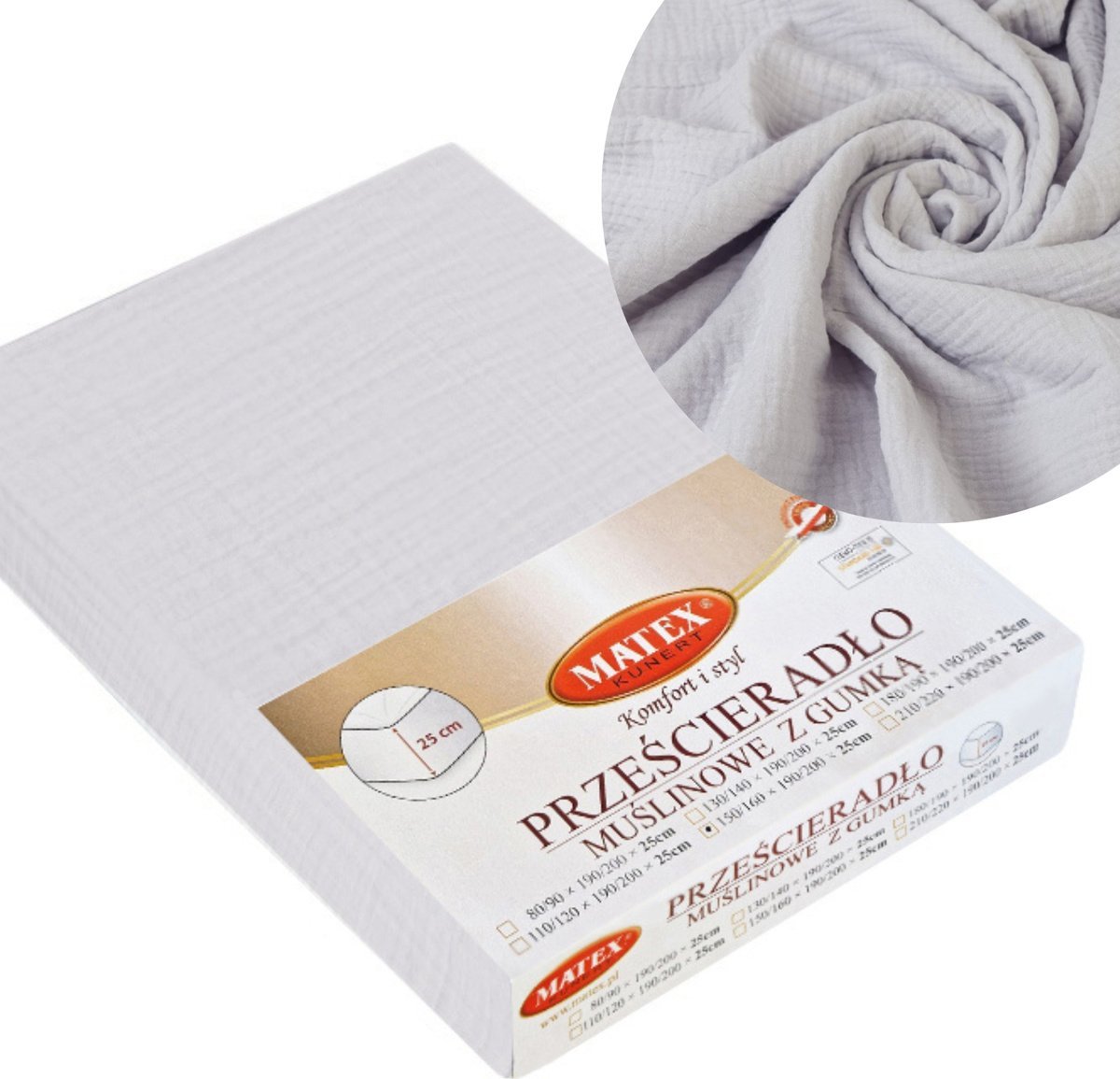 Matex Prześcieradło 90 x 200 z Gumką MUSLIN 42