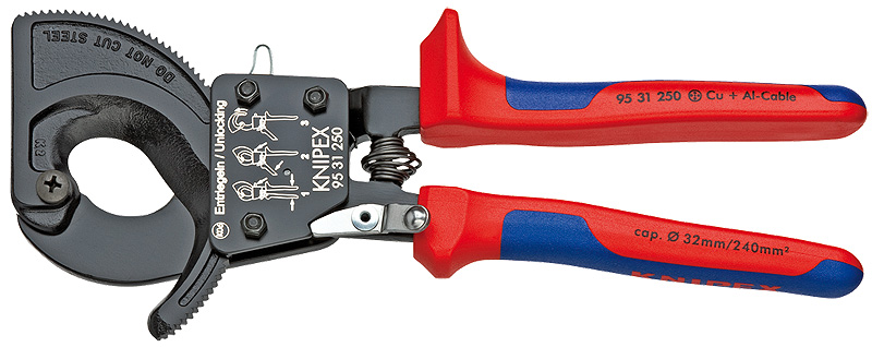Фото - Ножиці по металу KNIPEX Nożyce do kabli z mechanizmem zapadkowym  (95 31 250)