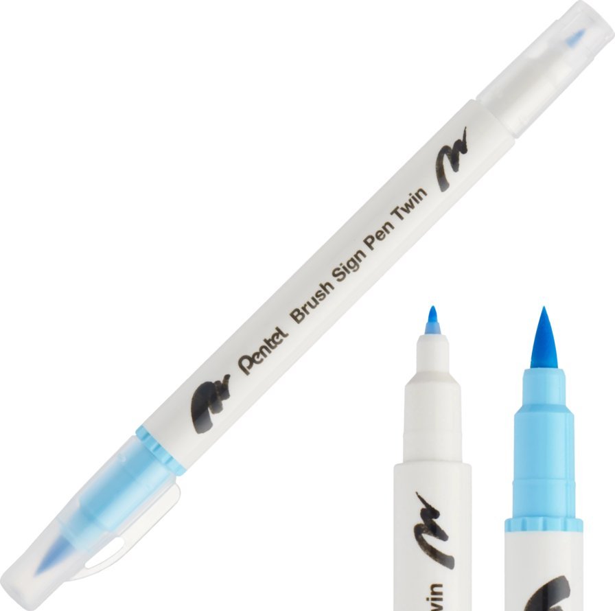 Pentel Pisak Brush Dwustronny Jasny Błękit SESW30C-T136