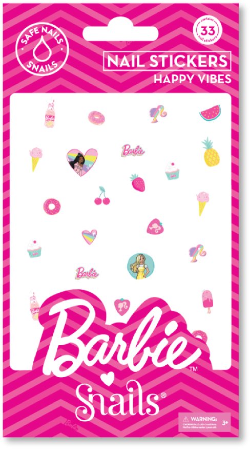 Snails Snails, Naklejki na paznokcie dla dzieci Barbie, Happy Vibes, 28 naklejek