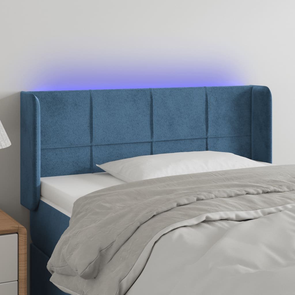 Фото - Інші меблі VidaXL Zagłówek do łóżka z LED, ciemnoniebieski 83x16x78/88cm, aksa 