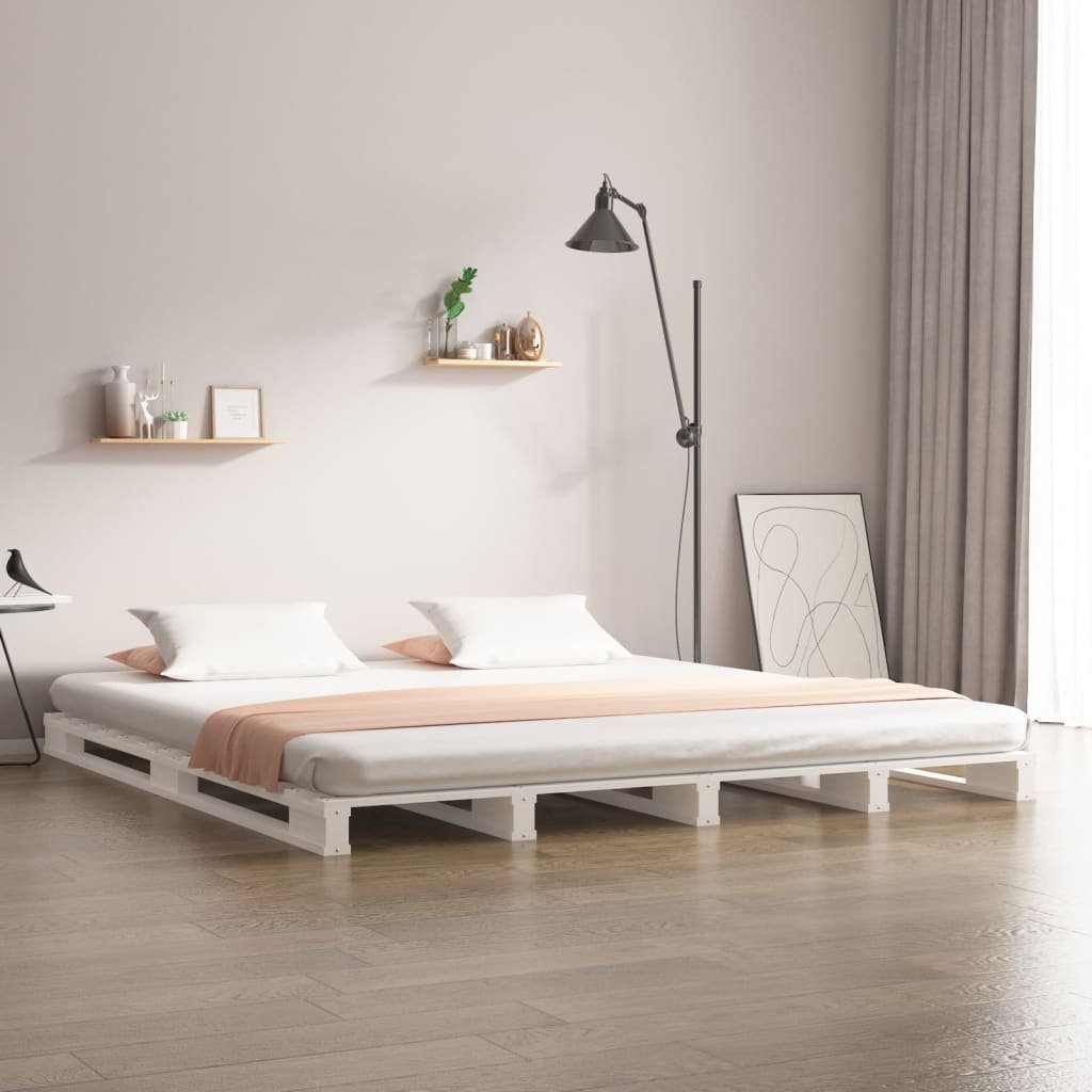 Фото - Ліжко VidaXL Rama łóżka, biała, 150x200 cm, lite drewno sosnowe, King Siz 
