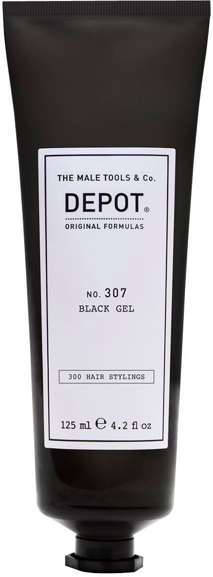Depot , 300 Hair Stylings No. 307 Black, Botanical Complex, Hair Styling Gel, Temporary Coverage & Volume, Medium Hold, 125 ml For Men