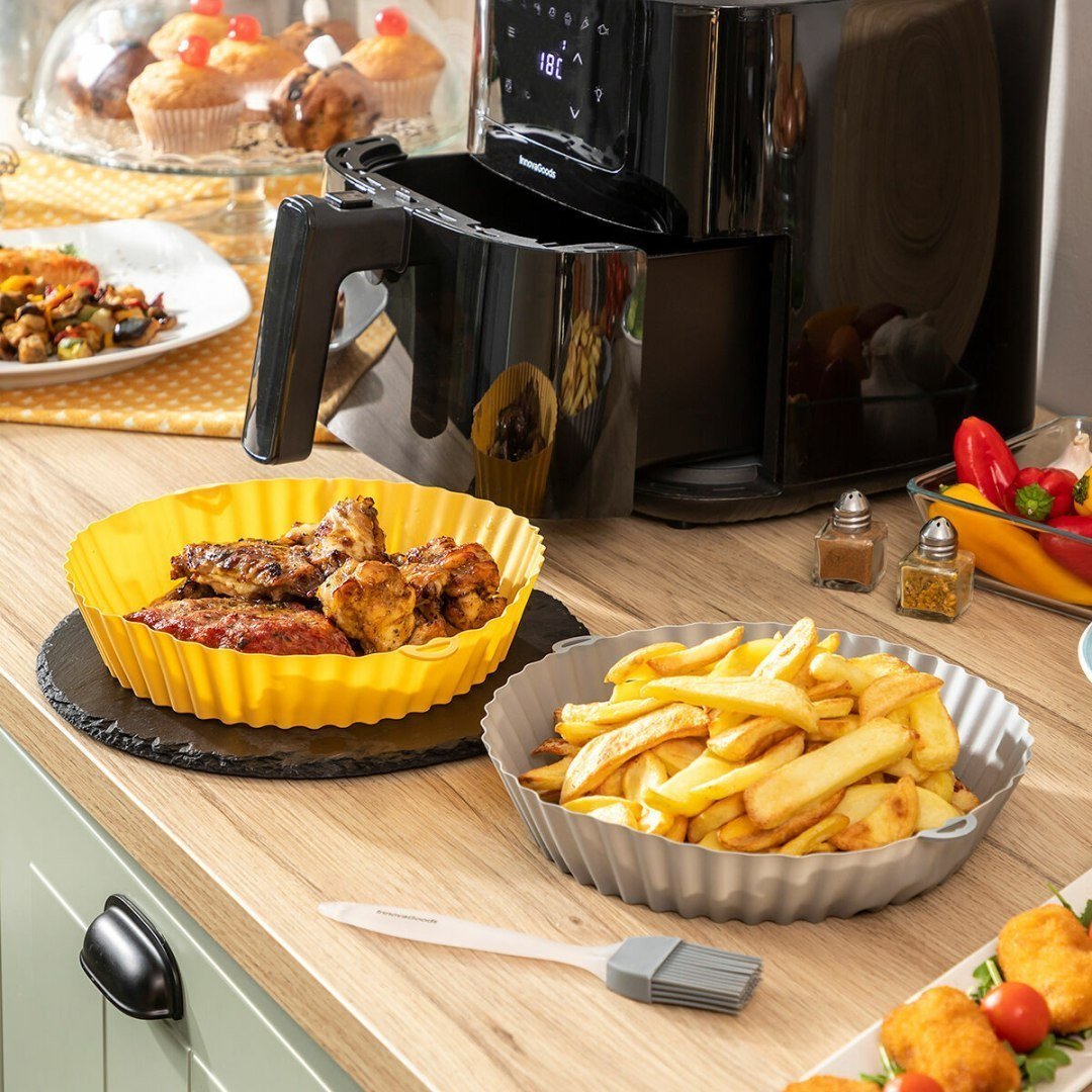 InnovaGoods Silikonowe foremki z pędzlem do frytkownicy beztłuszczowej Mollicon 2 Sztuk