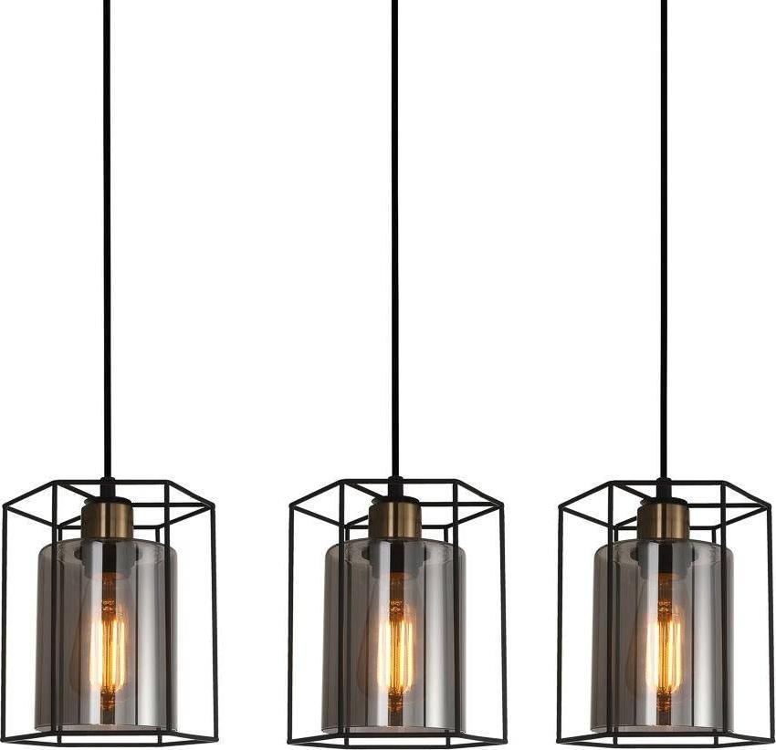 Lampa wisząca Italux Druciana LAMPA wisząca KALULA PND-78901-3-BK+SG Italux industrialny zwis do jadalni czarna