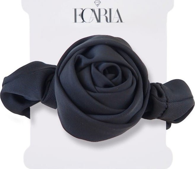 Gumka frotka z różą czarna na plakietce GUM163CZ