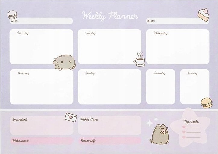 Pusheen - Planner tygodniowy z kolekcji Moments 54 strony A3