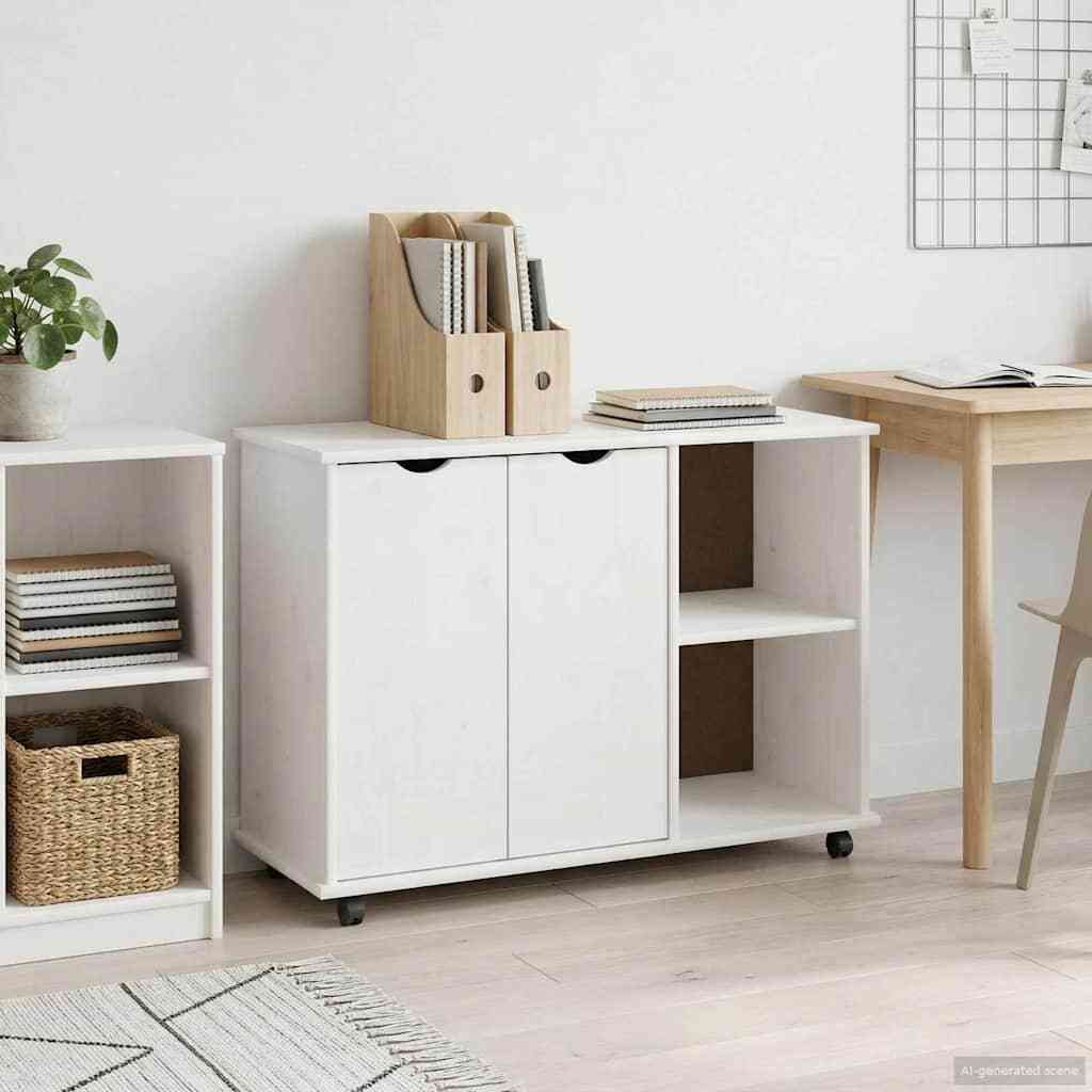 vidaXL vidaXL Rolkowa szafka Biały 100 x 39 x 65,5 cm Lite drewno sosnowe