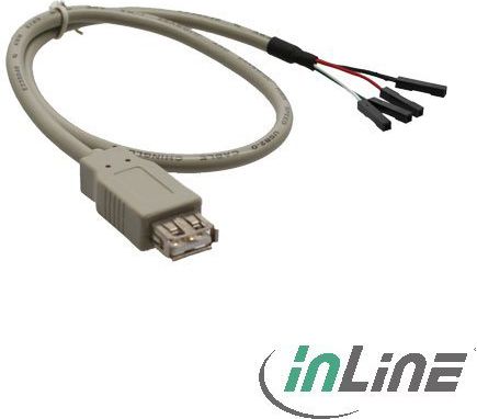 Zdjęcia - Kabel InLine USB zew. - USB wew., 0.4m, Szary  (33440B)
