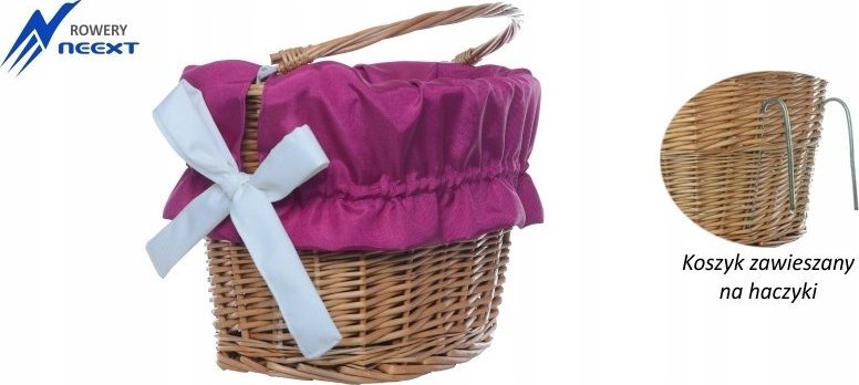 NEEXT Koszyk wiklinowy rowerowy zawieszany z wkładem mat
