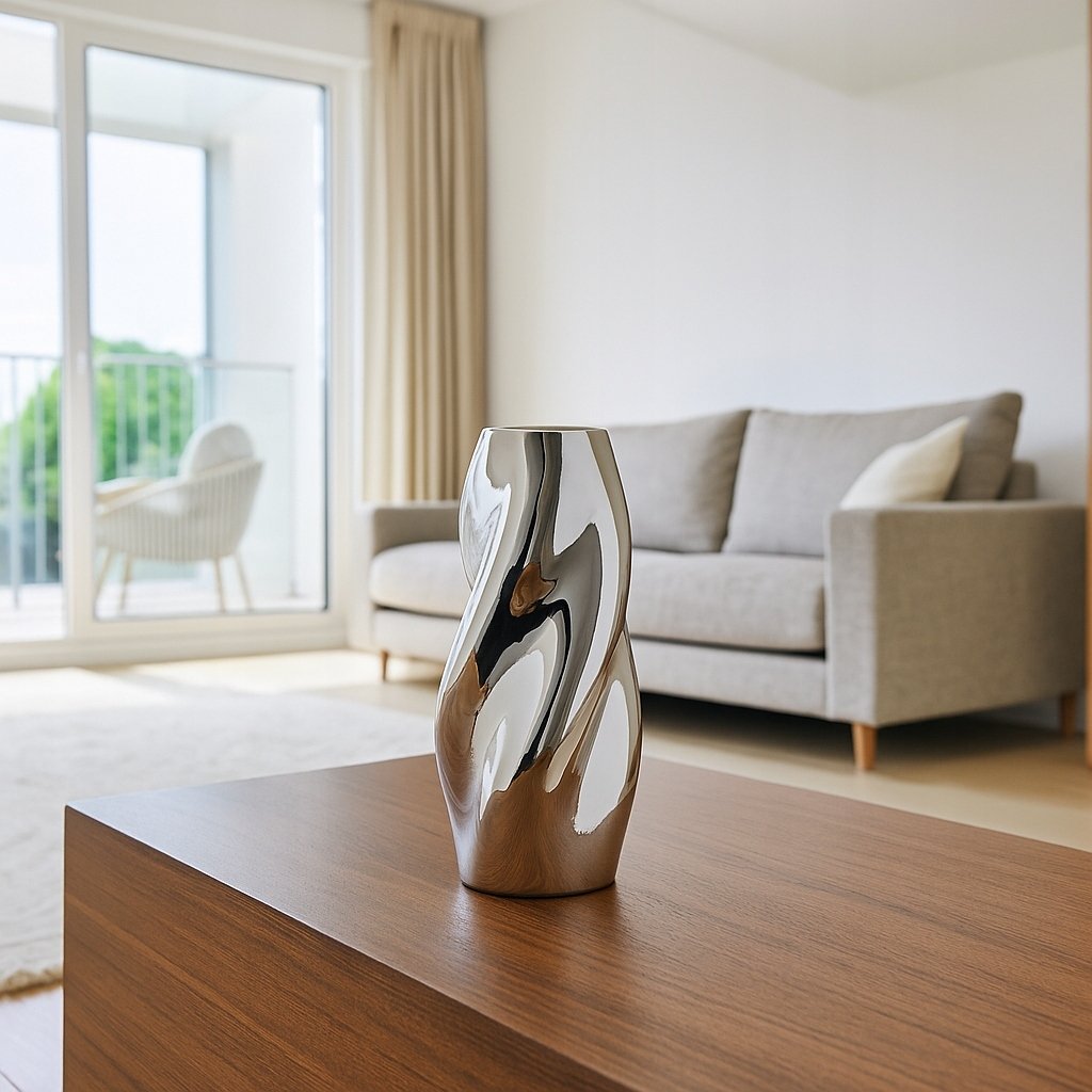 Atmosphera Wazon srebrny TWISTED SKY, ceramiczny