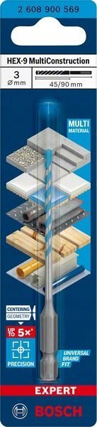 Wiertło Bosch BOSCH WIERTŁO HEX-9 MULTICONSTRUCTION 3 x 45 x 90mm