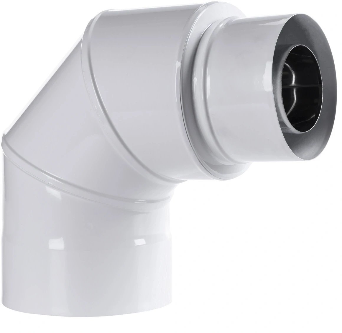 SpiroFlex 80/125-60/100 TURBO KOLANO DWUŚCIENNE 90 REDUKCYJNE BIAŁE 0/ RSK.SX-TDNV80/125K90RB