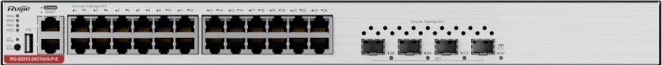 Switch RUIJIE Zarządzalny Switch | L3 | 24 porty 1Gbit + 4 porty SFP+ 10Gbit | 24 porty PoE+ (740W max) | 2 sloty na zasilacze (brak w zestawie) | Rac