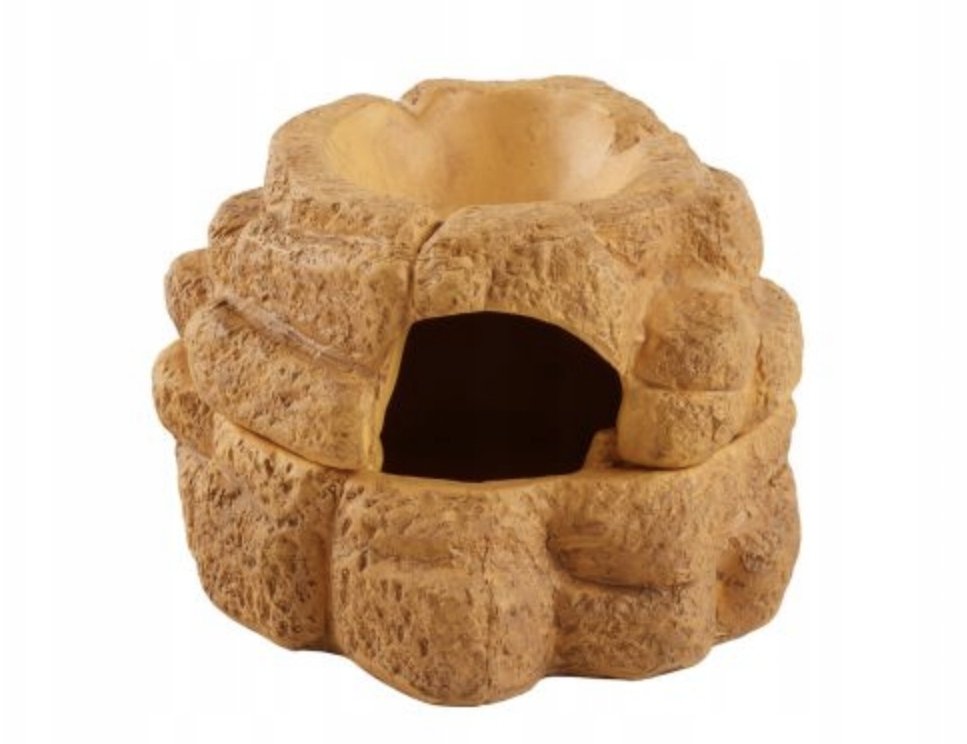 Exo Terra Big Rock, kryjówka z miską, do terrarium, ceramiczna, M, 15x18x11 cm, 75 ml