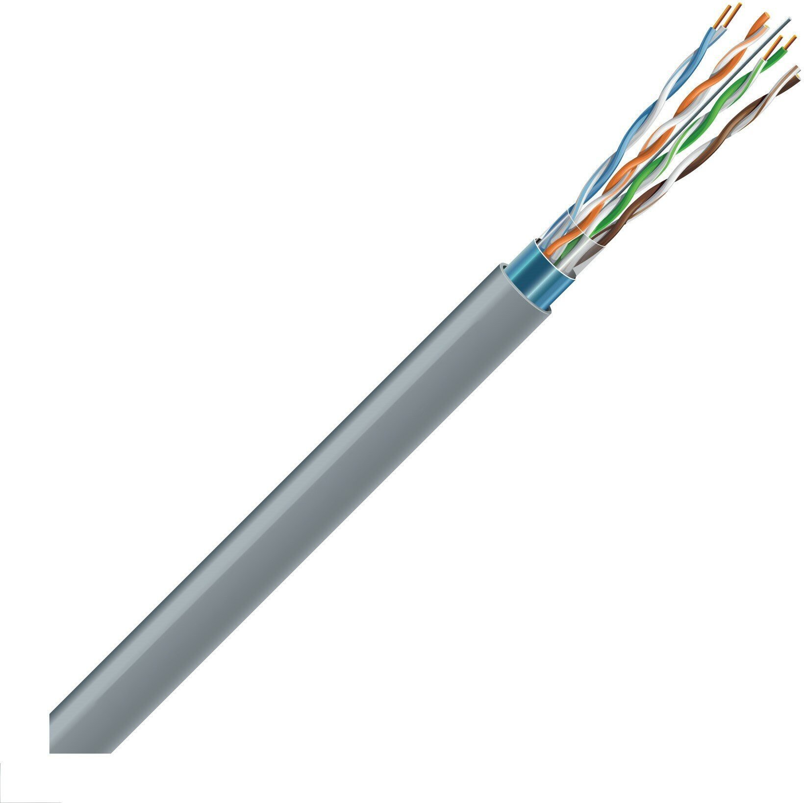 ECG LAN tinklo kabelis FTP 6 (wewnętrzny, ekranowany, PVC, 305m, Eca, 24 AWG/0.56mm)