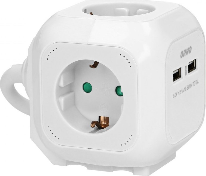 Orno ORNO FRONT CUB 4x2P+Z, 2xUSB, 1.4M, WHITE