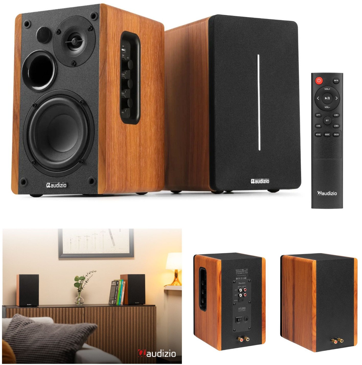 Kolumna Audizio Aktywny zestaw kolumn KS01B 120W BT brązowy one size