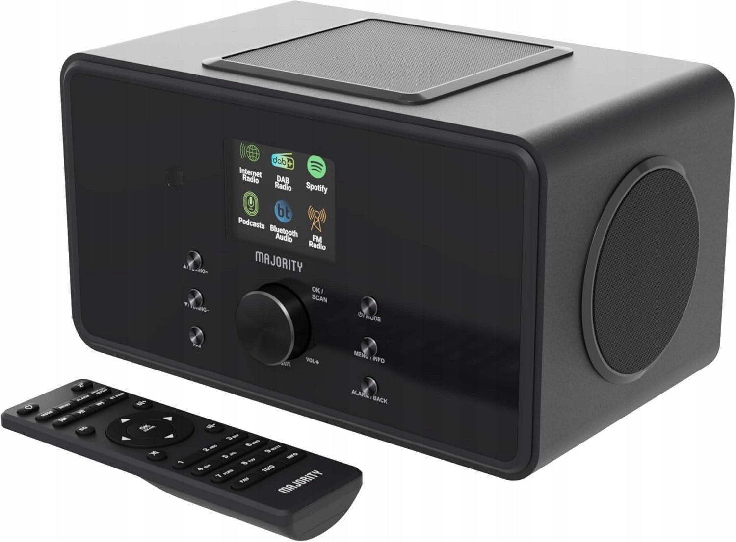 Radio MAJORITY Radio internetowe WLAN DAB BT 100W 2.1 z subwooferem i pilotem