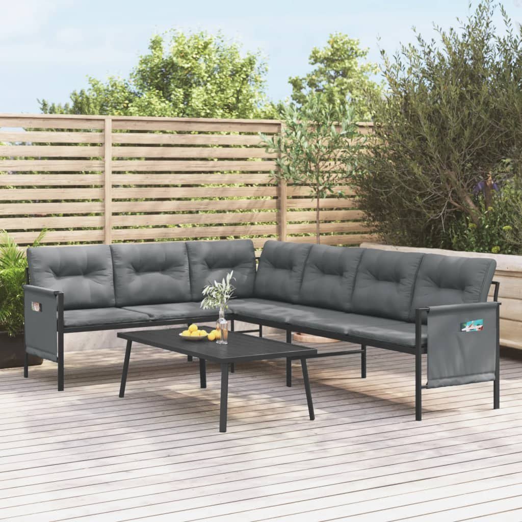 Фото - Садові меблі VidaXL Patio Corner Sofa Anthracite Steel and Textilene 