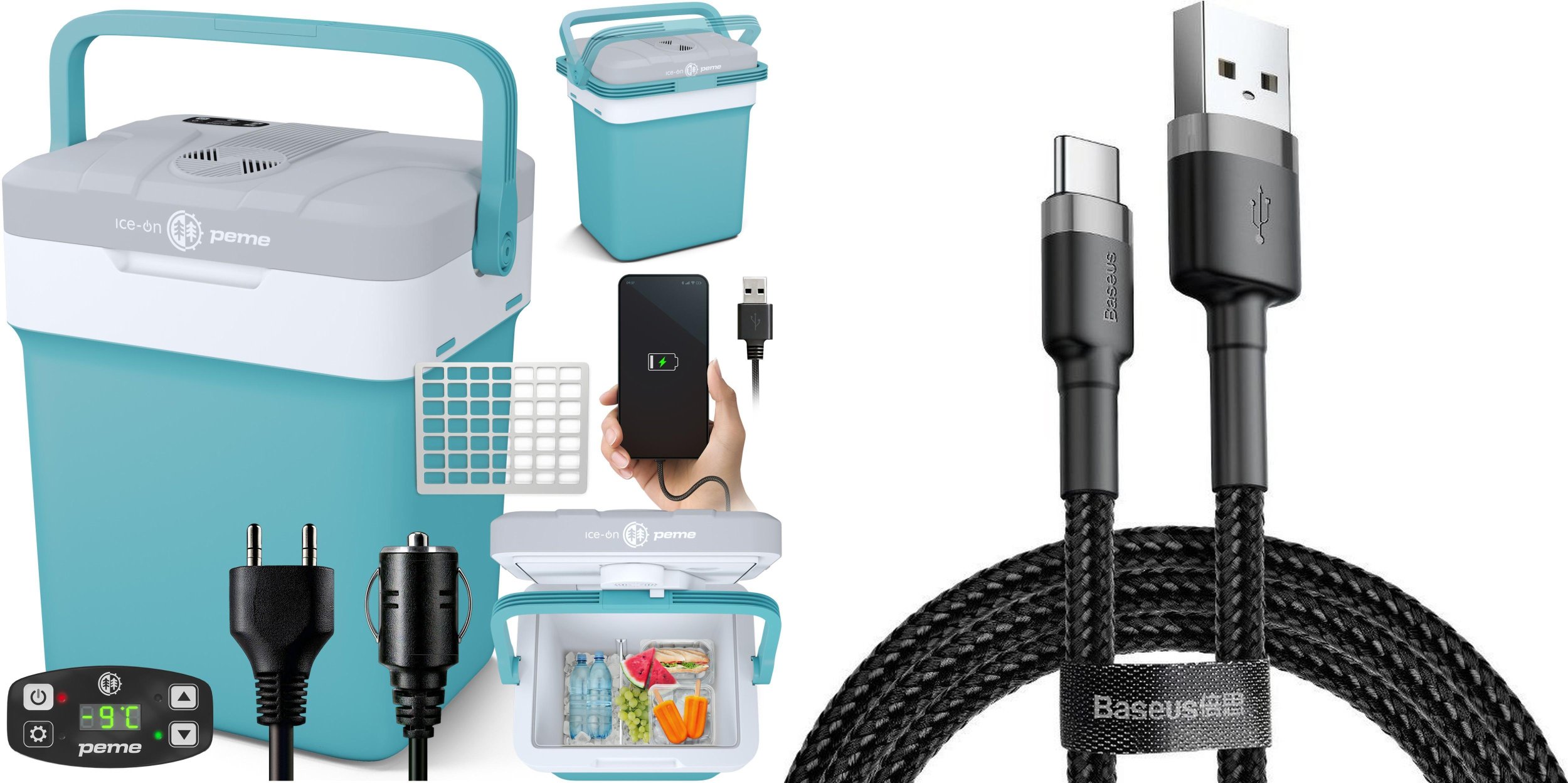 Lodówka turystyczna Peme Essential 32 Cool Mint + kabel usb