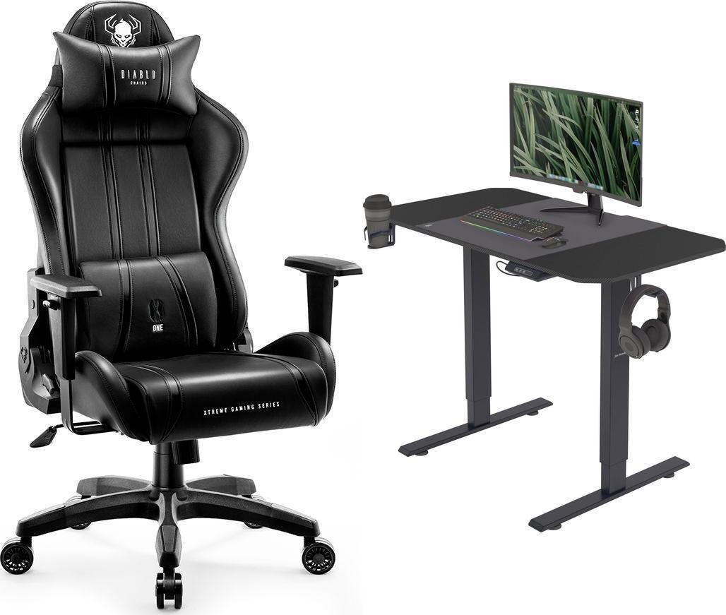 Fotel Diablo Chairs X-ONE 2.0 NORMAL czarny + EGON 1100 Czarne 110 cmx60 cm