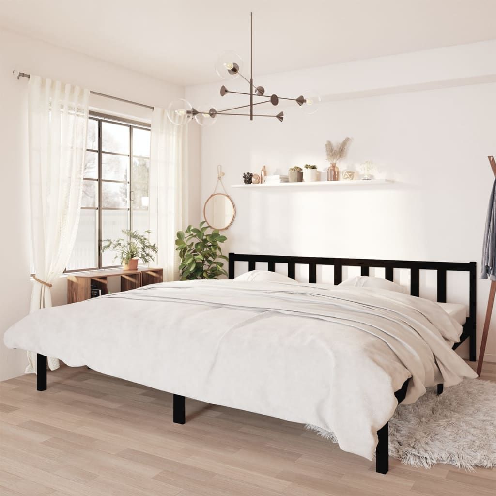 Фото - Ліжко VidaXL Rama łóżka, czarna, drewno sosnowe, 180x200 cm, UK Super King 