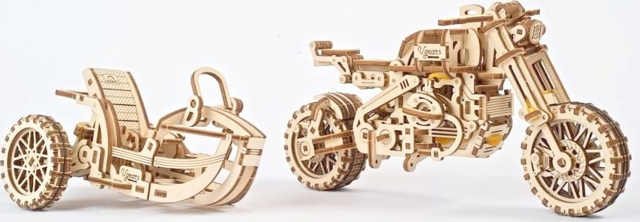 UGEARS Puzzle 3D Scrambler UGR-10 z bocznym wózkiem Drewniany Model mechaniczny do składania