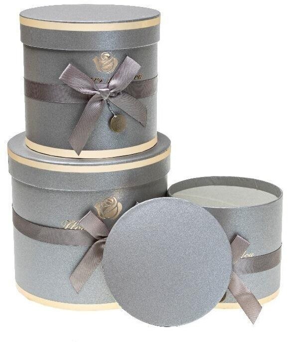 Rozette Pudełko Flower Box z kokardą 3szt szary ROZETTE
