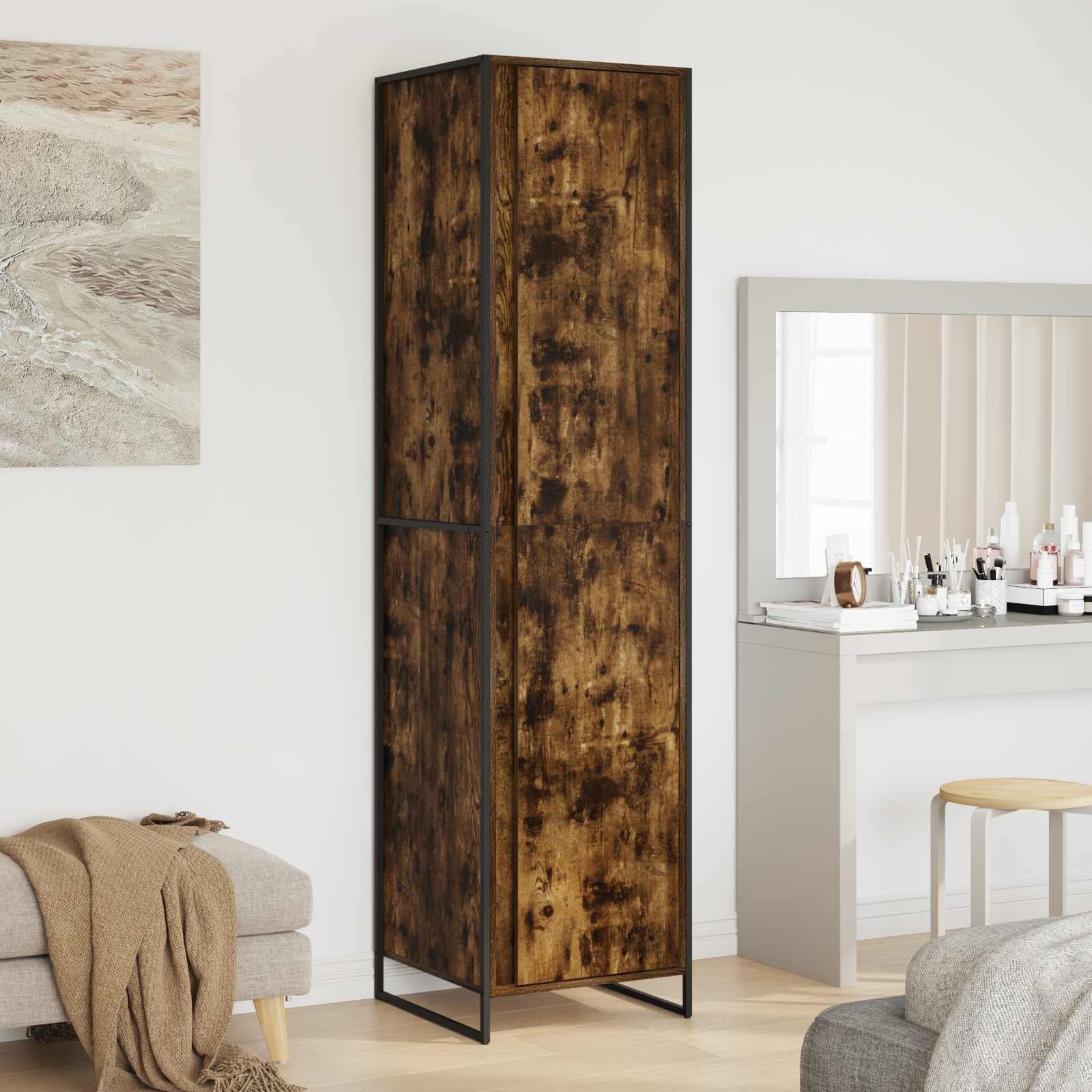 vidaXL Szafa 2 pcs Dąb dymny 50 x 50 x 200 cm Materiał z drewna