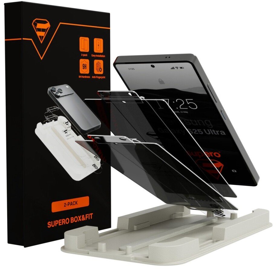 SUPERO Szkło hartowane prywatyzujące Supero Box&Fit do Samsung Galaxy S25 Ultra, 2 szt. + aplikator