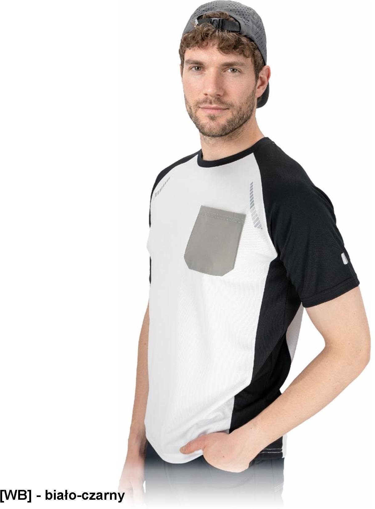 Reis T-shirt męski krótki rękaw siateczka super wentylacja elementy odblaskowe kieszonka nadruki spo...