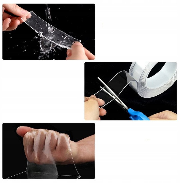 DWUSTRONNA TAŚMA NANO WIELOKROTNEGO UŻYTKU MOCNA